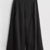 Mid-rise wide leg culotte pants