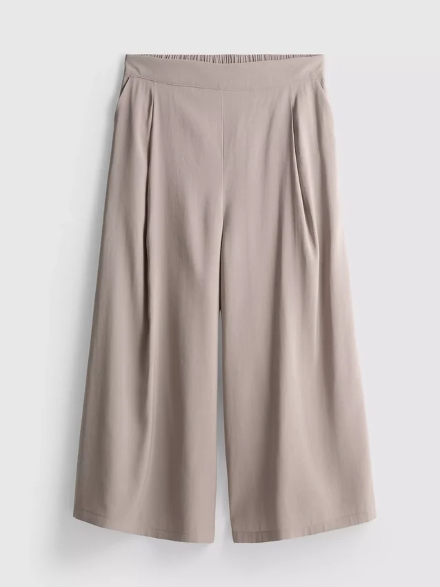 Mid-rise wide leg culotte pants