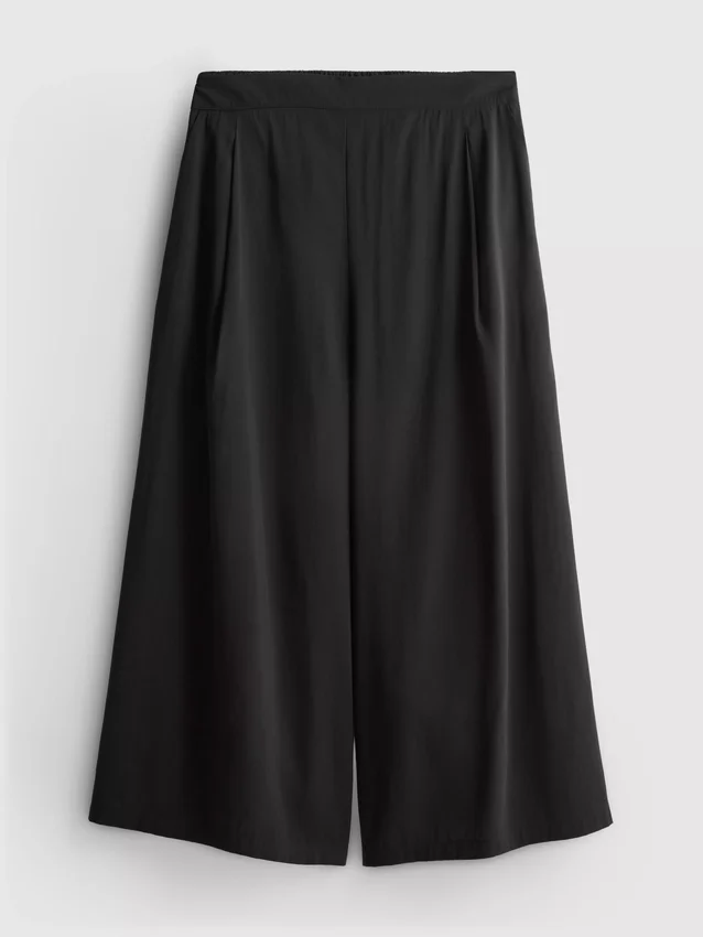 Mid-rise wide leg culotte pants