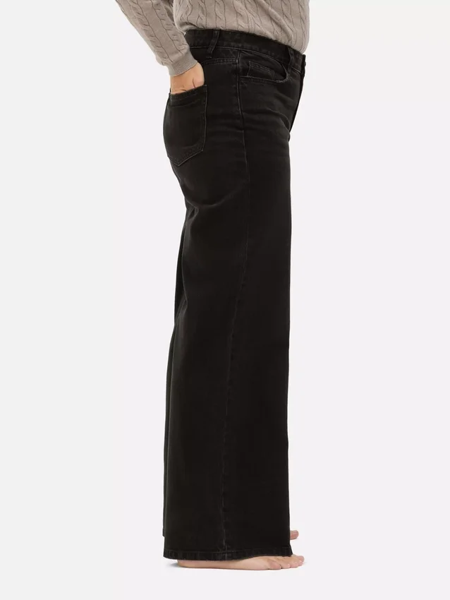 Mid-rise wide-leg jeans