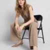 Mid-rise wide-leg pants