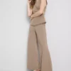 Mid-rise wide-leg pants