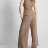 Mid-rise wide-leg pants