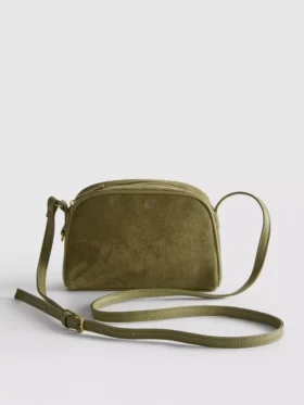 Mini faux suede crossbody purse