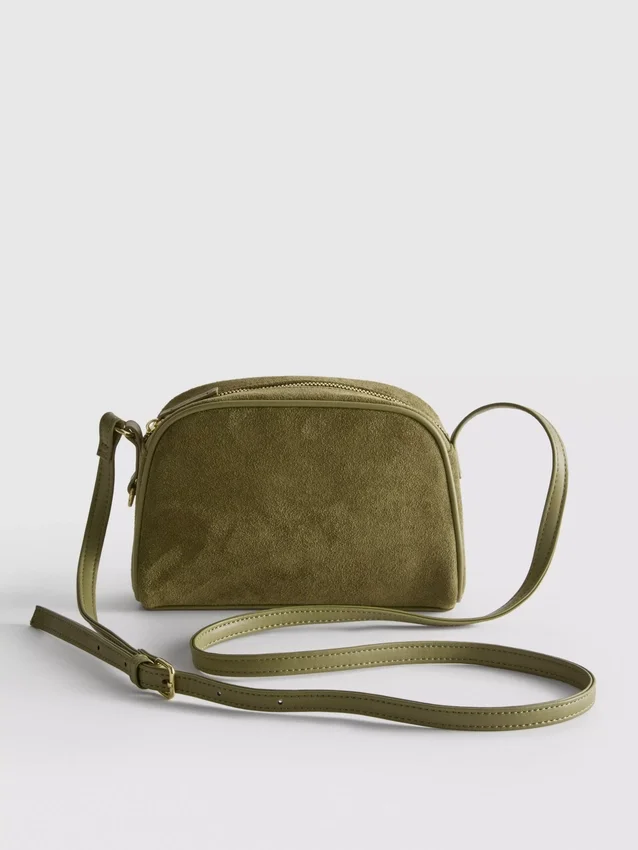 Mini faux suede crossbody purse