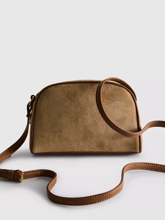 Mini faux suede crossbody purse