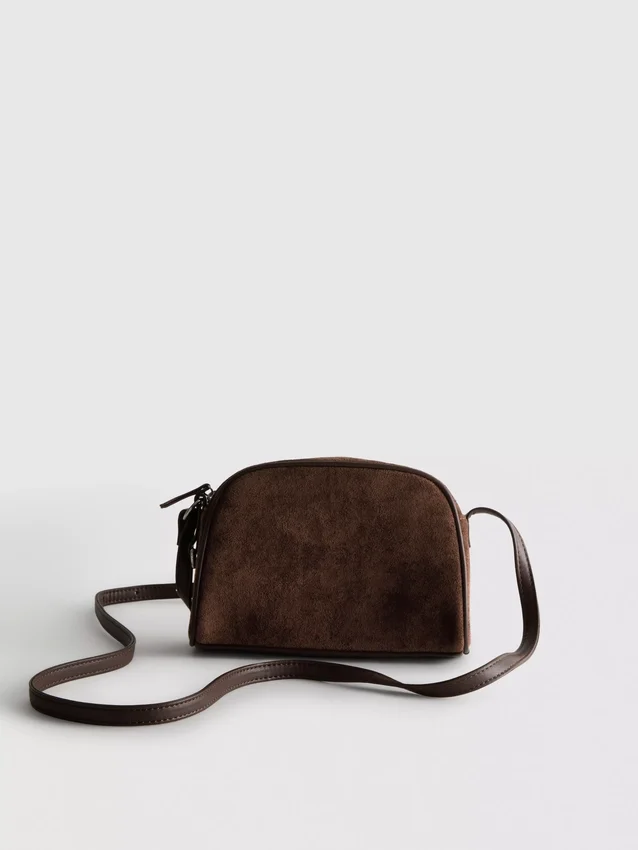 Mini faux suede crossbody purse