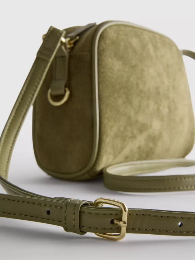 Mini faux suede crossbody purse