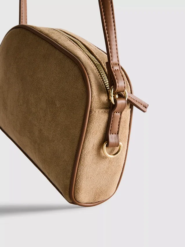 Mini faux suede crossbody purse