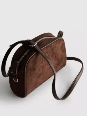 Mini faux suede crossbody purse