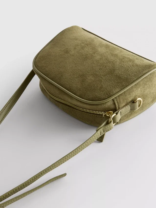 Mini faux suede crossbody purse