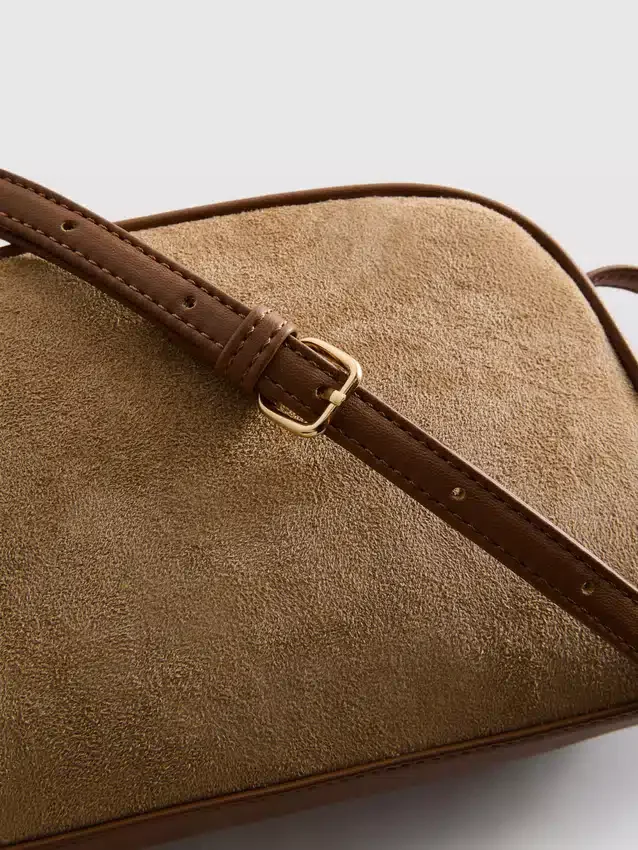Mini faux suede crossbody purse