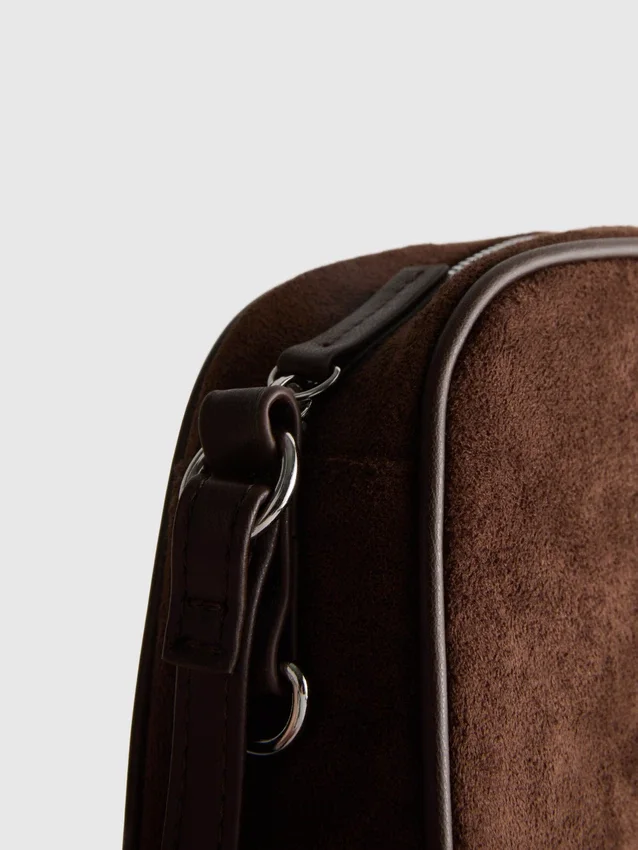 Mini faux suede crossbody purse
