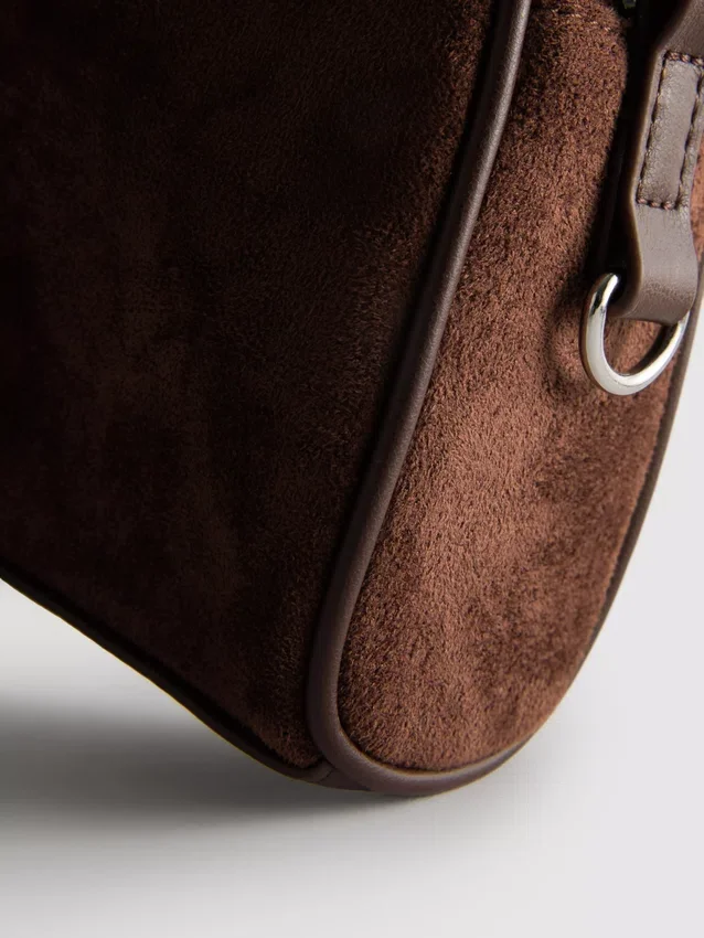 Mini faux suede crossbody purse