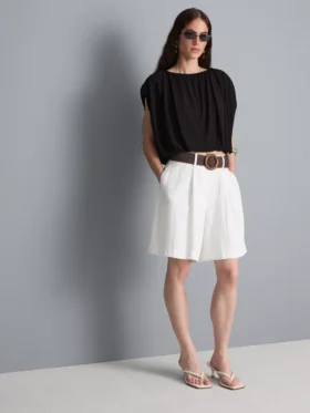Modal rich cropped drape top