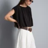 Modal rich cropped drape top