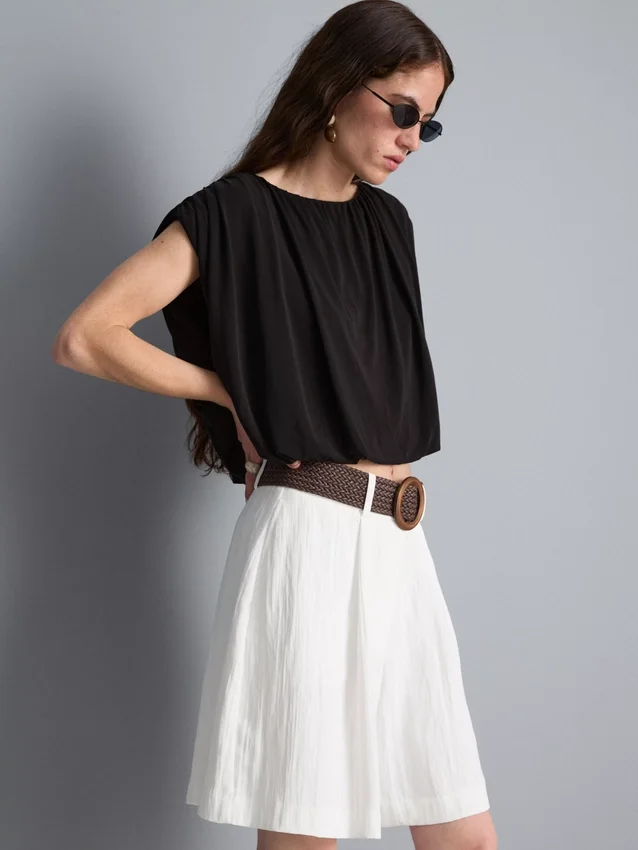 Modal rich cropped drape top