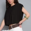 Modal rich cropped drape top