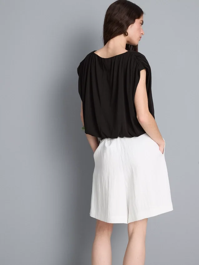 Modal rich cropped drape top