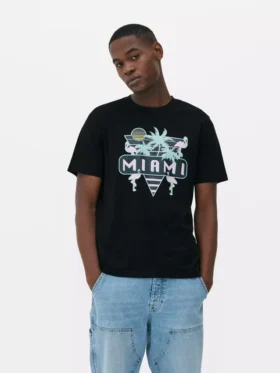 Neon miami graphic t-shirt
