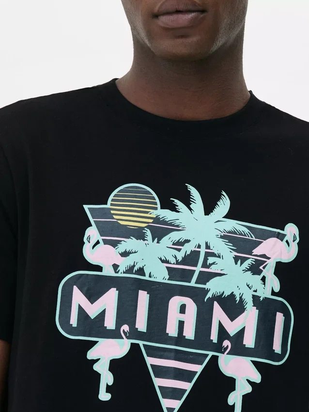 Neon miami graphic t-shirt