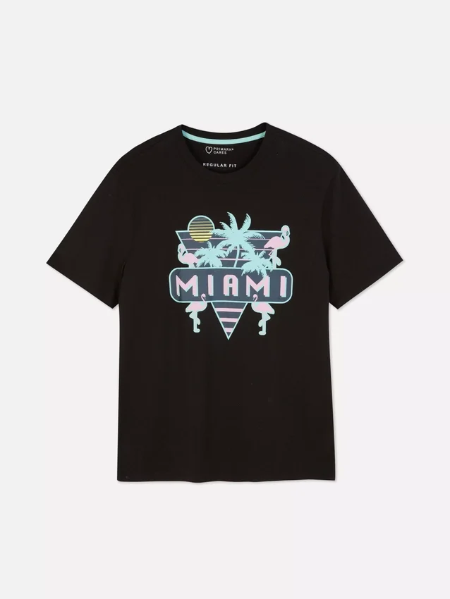 Neon miami graphic t-shirt