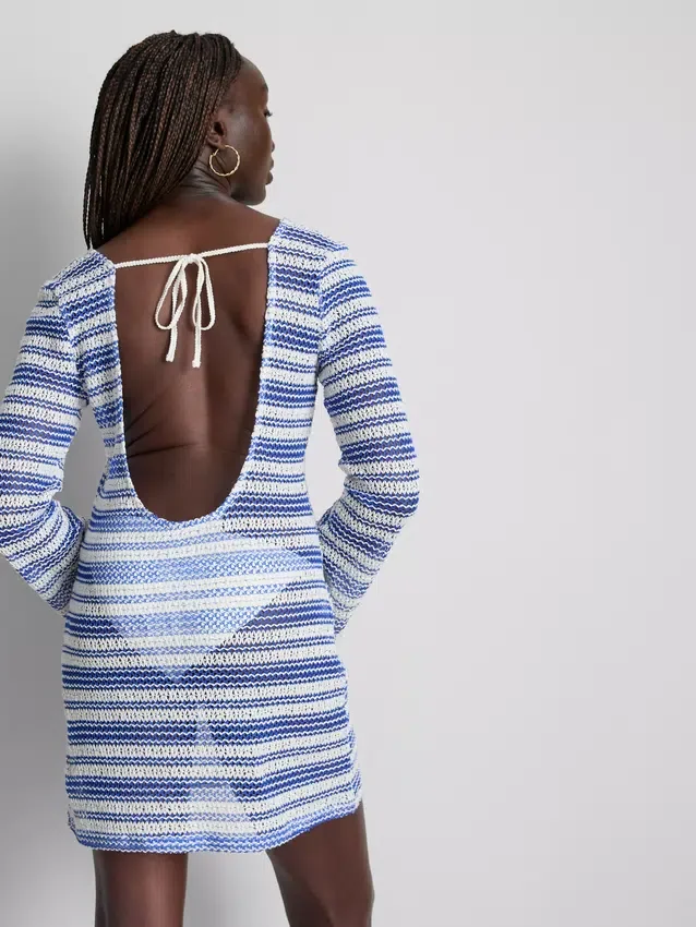 O-ring crochet stripe beach dress