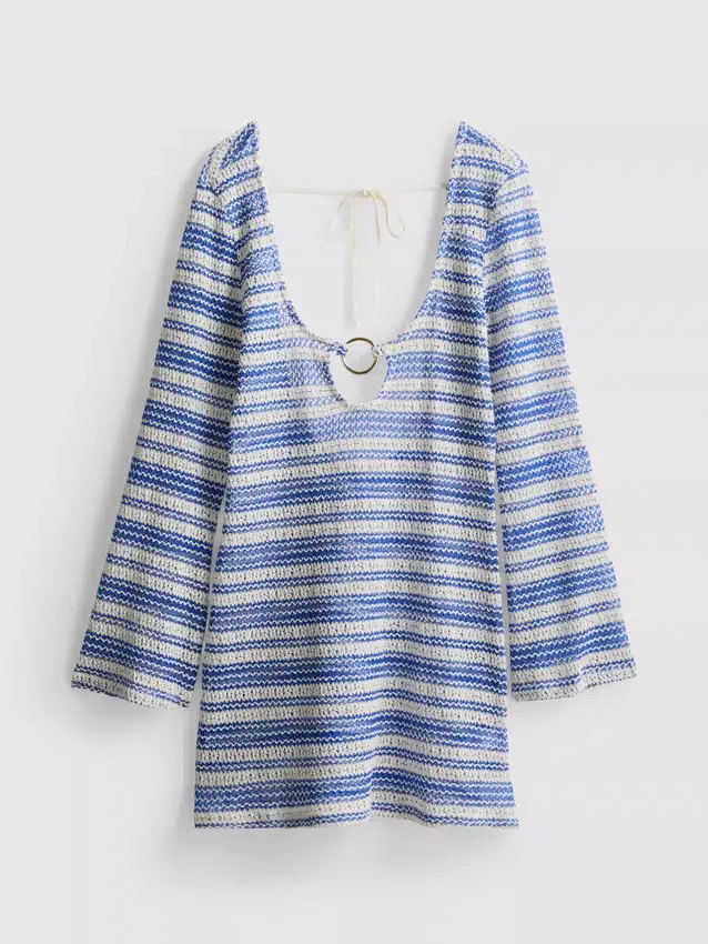 O-ring crochet stripe beach dress