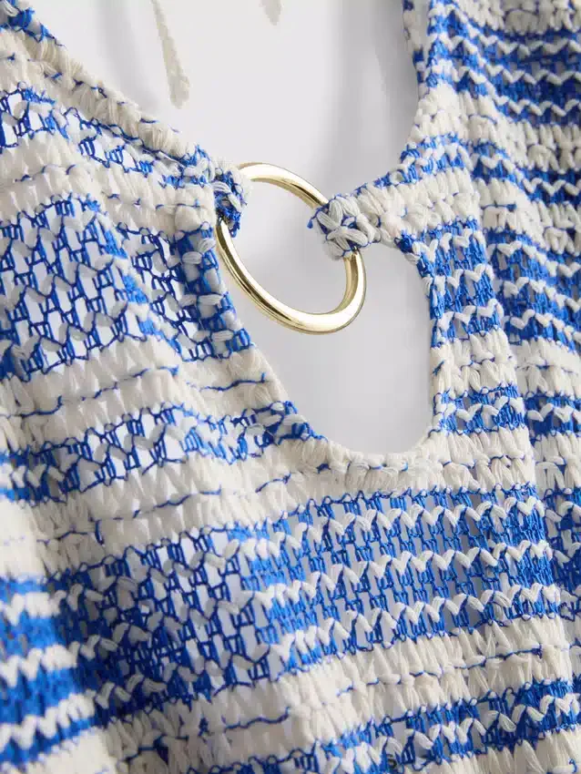O-ring crochet stripe beach dress