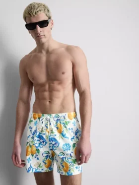 Orange textured swimming shorts