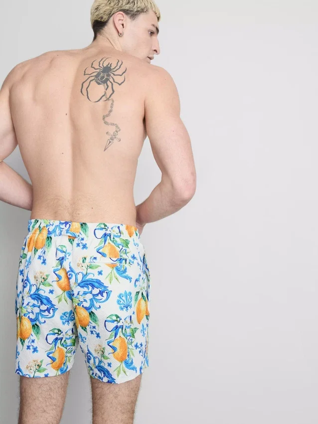 Orange textured swimming shorts