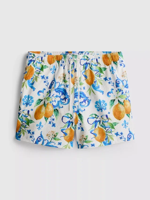 Orange textured swimming shorts