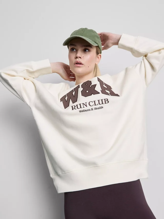 Oversized cotton rich active run club sweatshirt
