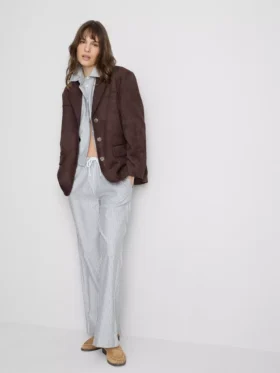 Oxford stripe drawstring pants