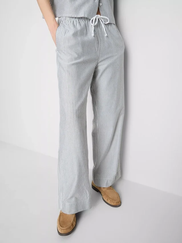 Oxford stripe drawstring pants