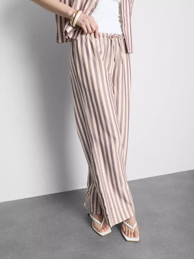 Oxford stripe drawstring pants