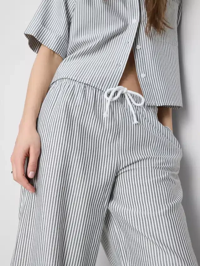 Oxford stripe drawstring pants