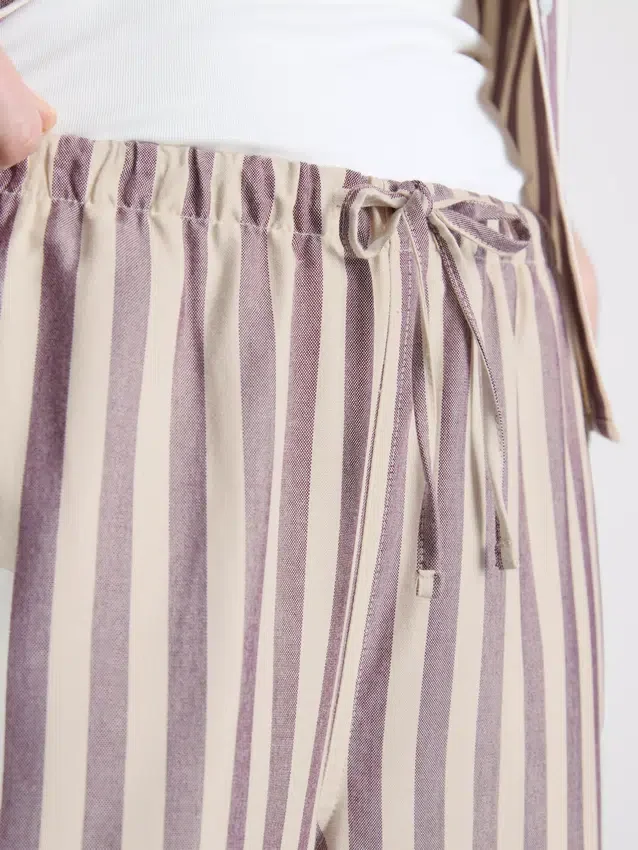 Oxford stripe drawstring pants