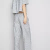 Oxford stripe drawstring pants