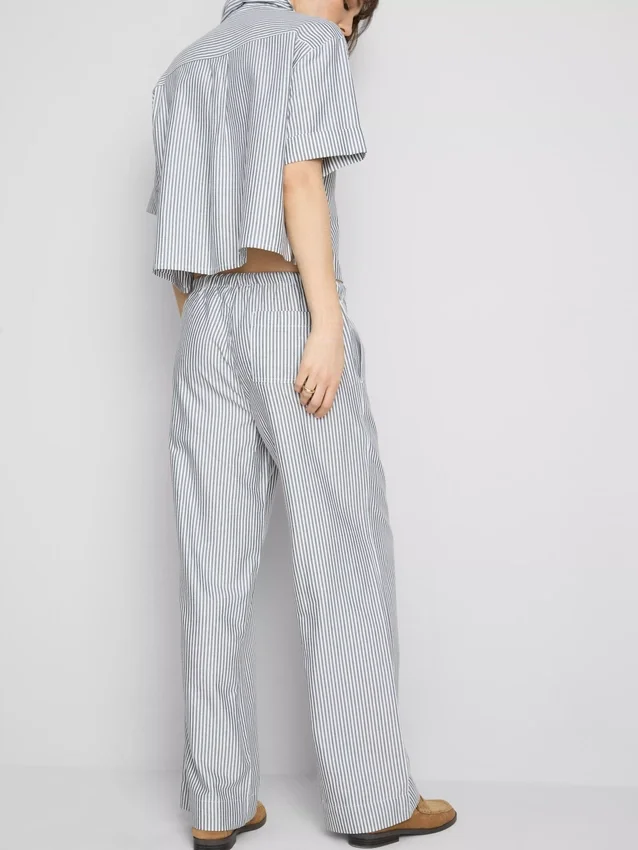 Oxford stripe drawstring pants