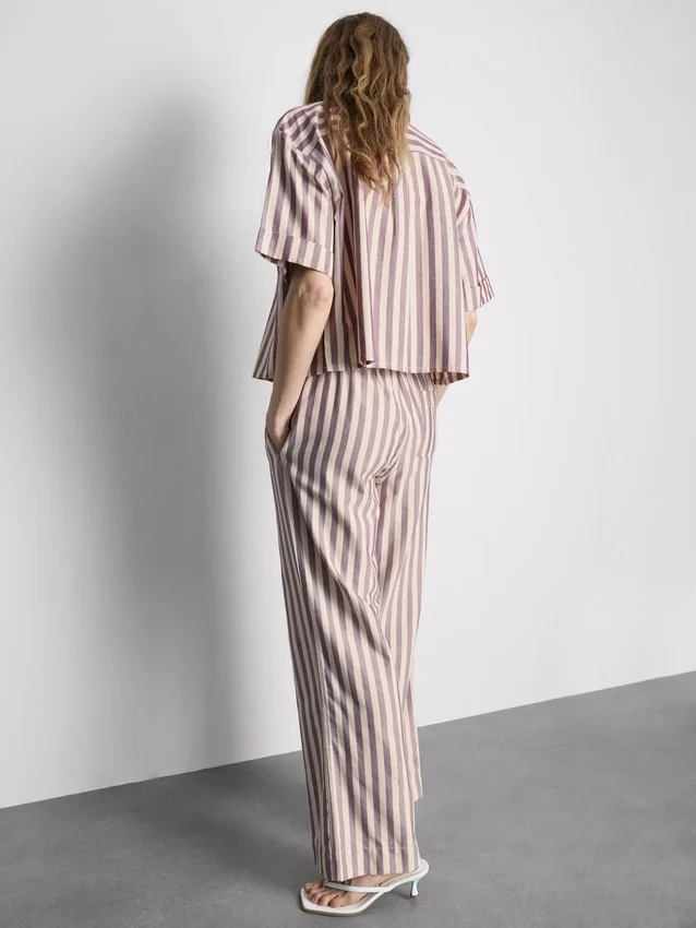 Oxford stripe drawstring pants