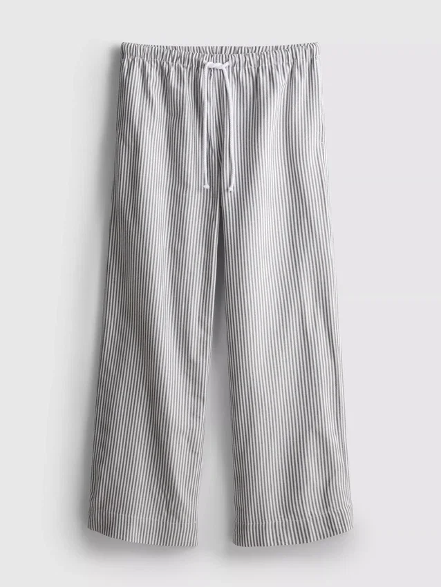 Oxford stripe drawstring pants
