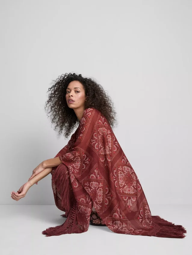 Paisley fringe cape