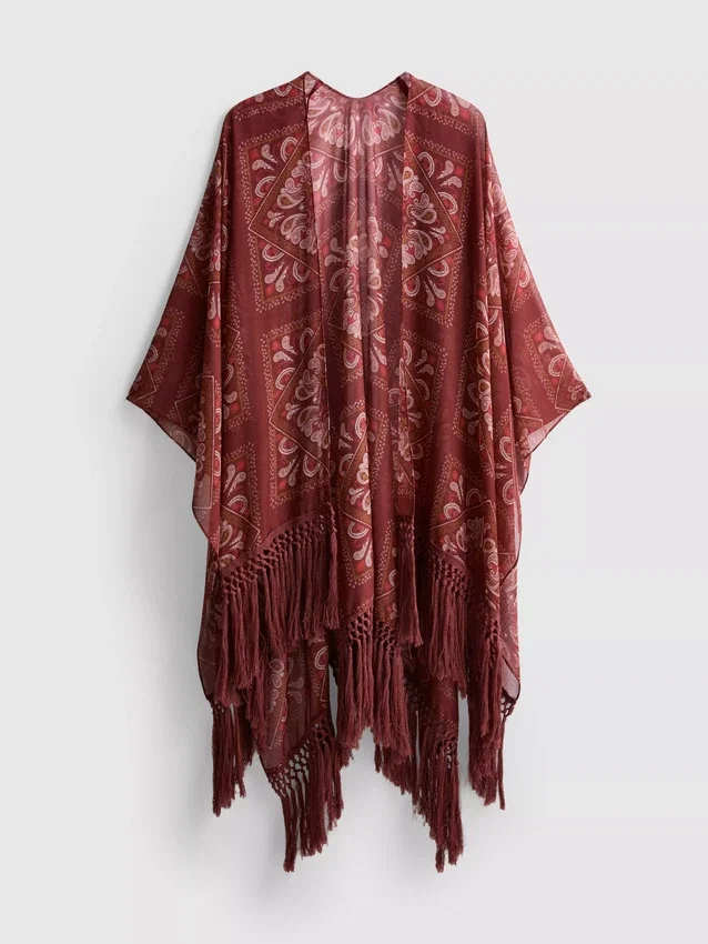 Paisley fringe cape