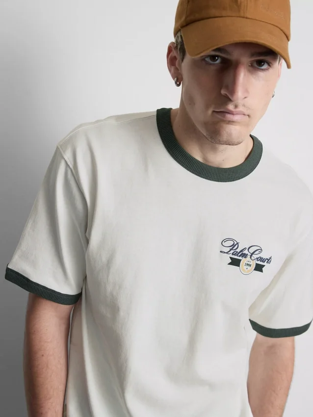 Palm courts ringer t-shirt