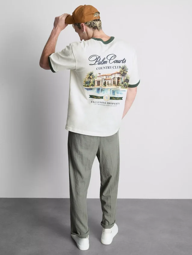 Palm courts ringer t-shirt