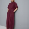 Paper-touch pleated barrel-leg pants