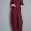 Paper-touch pleated barrel-leg pants