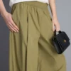 Paper-touch pleated barrel-leg pants