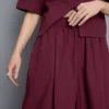 Paper-touch pleated barrel-leg pants